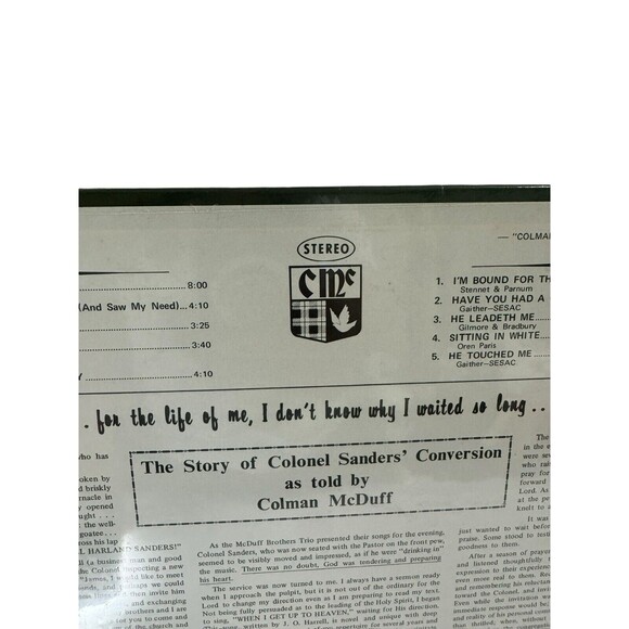 Colman McDuff Sings When I Get To Heaven Colonel Sanders Sealed Vinyl LP- Read - Picture 10 of 11